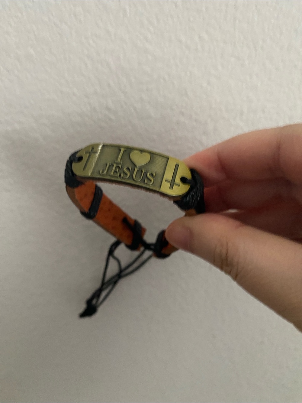 I Love Jesus Black and Orange Adjustable Bracelet